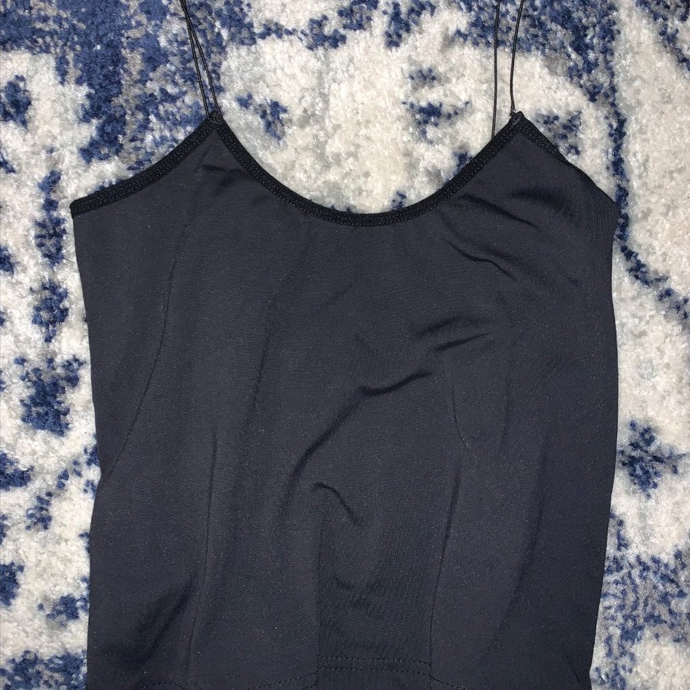 Black Cropped Spaghetti Strap Tank
